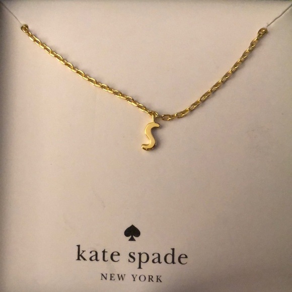 Kate Spade Gold Tone One In A Million Letter S Initial Pendant Necklace NWT Box - Picture 4 of 14
